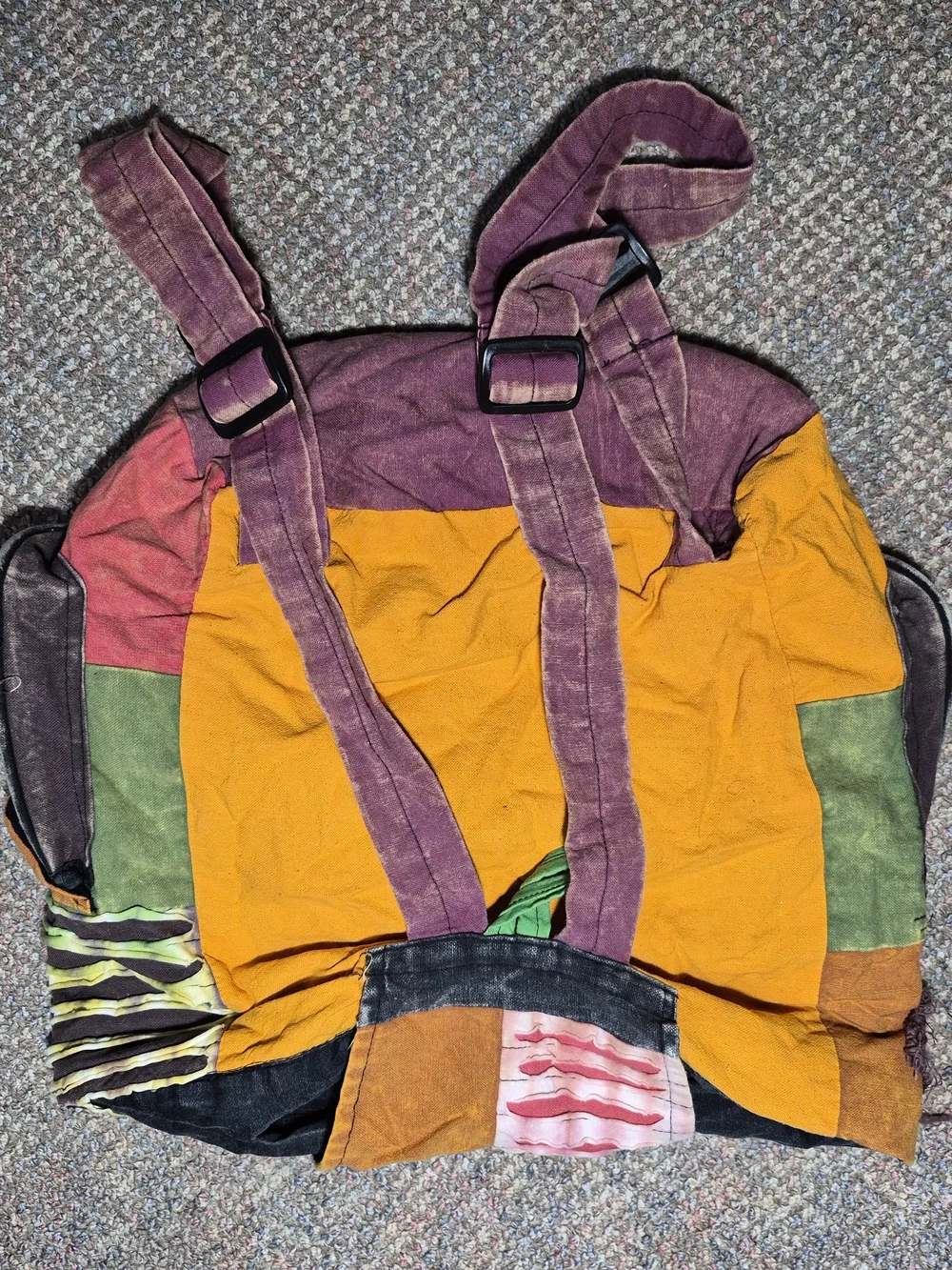 Colorful Patchwork Canvas Backpack — Multicolor Boho Style